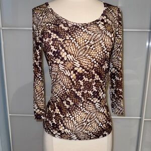 Just Cavalli vintage Brown and Cream Patterned half Sleeve Top
